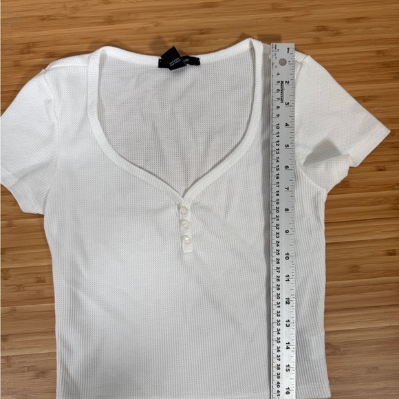 Ambiance White Buttoned V-Neck Tee - Picture 4 of 6